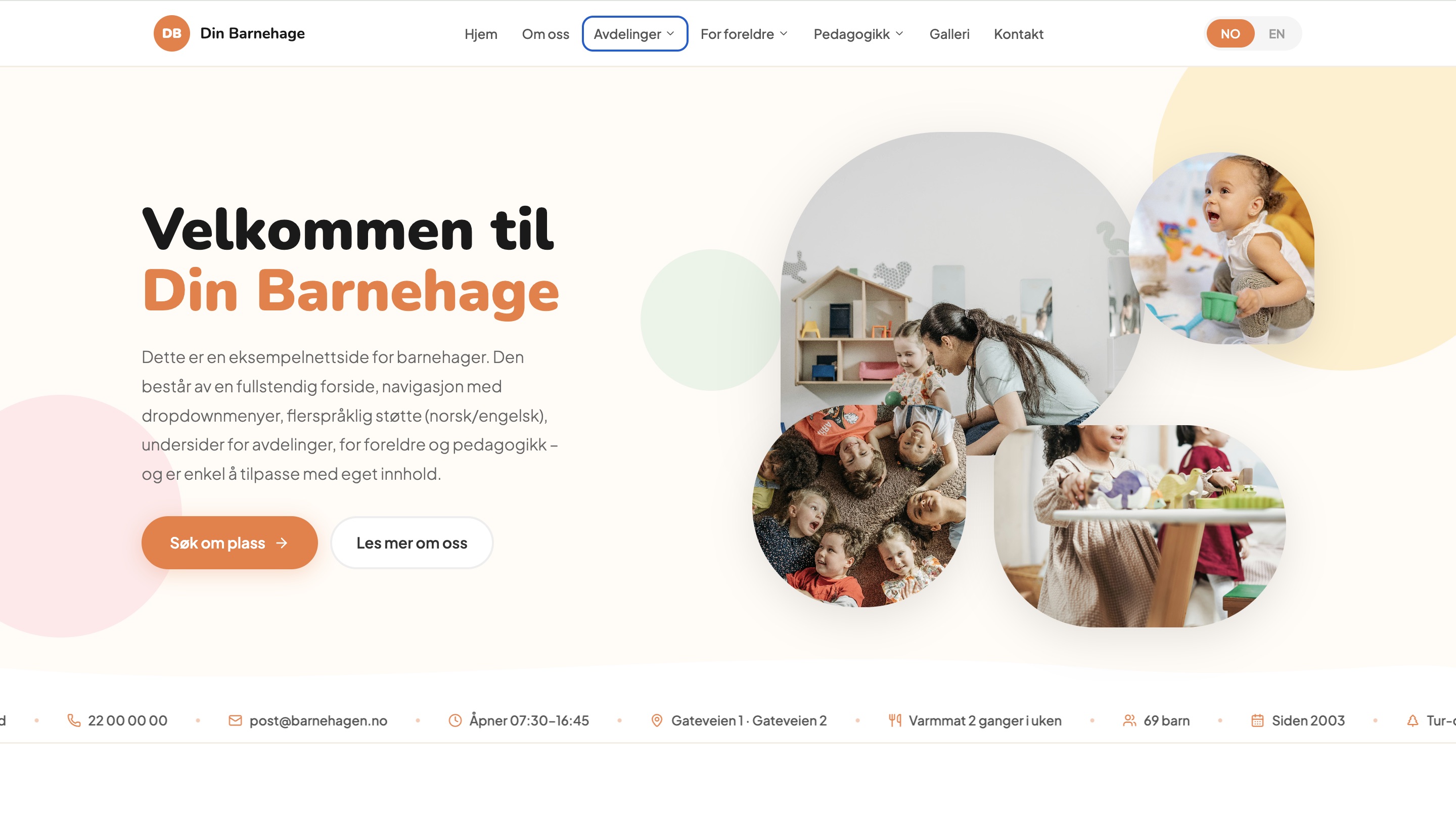 Barnehage Template preview
